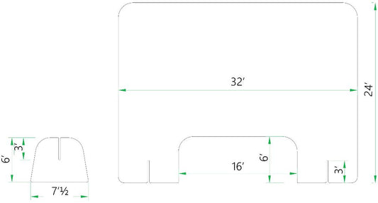 Sneeze Guard protector 32" wide x 24 tall with cutout